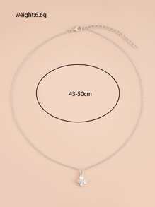 蝴蝶墜飾項鍊 - 銀色 - 查看 4