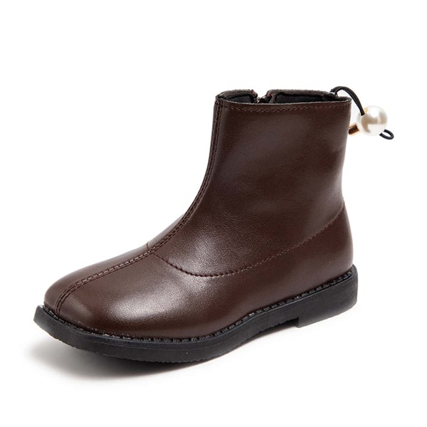 

Girls Faux Pearls Decor Boots, Brown
