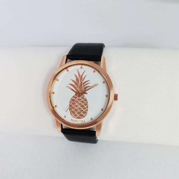 

Pineapple Pattern Dial Round Pointer Quartz Watch