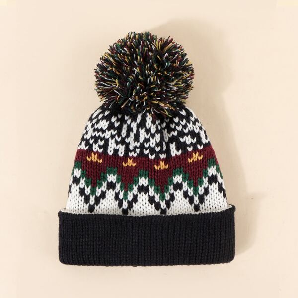 

Toddler Kids Pom Pom Decor Knitted Hat, Multicolor