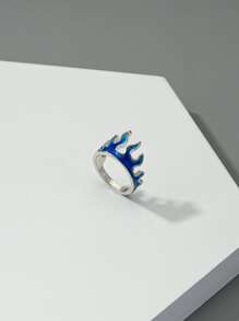 時尚流行男士火焰裝飾戒指合金，適合度假和時尚外觀 - 藍色 - 查看 1