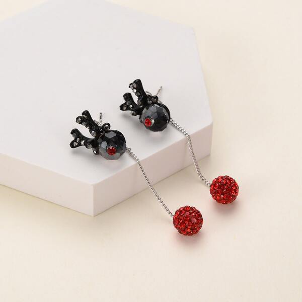 

14K Gold Plated Zircon Decor Drop Earrings, Black