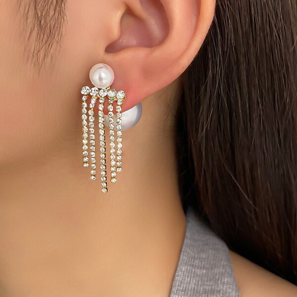 

Faux Pearl Decor Earrings, Gold