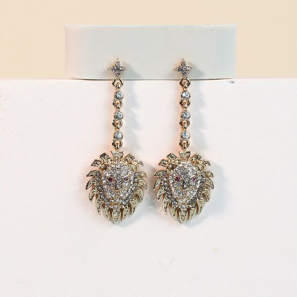 

Rhinestone Animal Drop Earrings, Gold