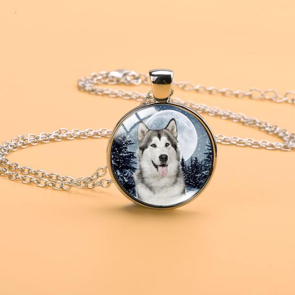 

Wolf Print Charm Necklace, Multicolor