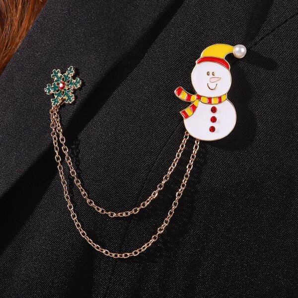 

Christmas Snowman Decor Chain Brooch, Multicolor