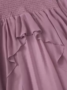 SHEIN Unity 深V領燈籠袖高低下擺上衣 - 淡紫色 - 查看 4
