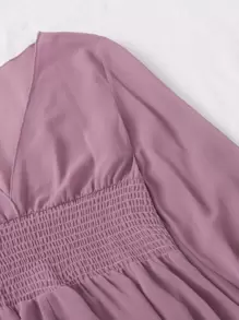 SHEIN Unity 深V領燈籠袖高低下擺上衣 - 淡紫色 - 查看 5