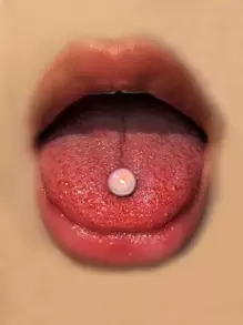 球裝飾舌杠鈴環不銹鋼時尚朋克完美穿孔適合女士和男士身體鏈禮品 - 粉色 - 查看 1