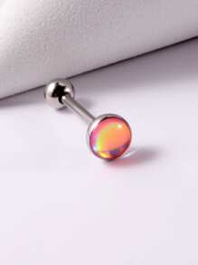 球裝飾舌杠鈴環不銹鋼時尚朋克完美穿孔適合女士和男士身體鏈禮品 - 粉色 - 查看 2