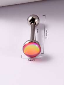 球裝飾舌杠鈴環不銹鋼時尚朋克完美穿孔適合女士和男士身體鏈禮品 - 粉色 - 查看 3