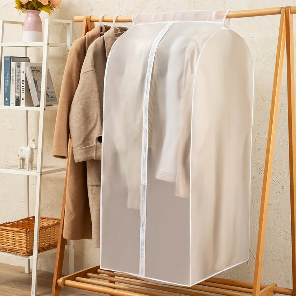 

1pc Solid Color Clothes Dust Cover, Clear