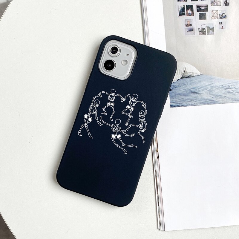 

Skeleton Pattern Phone Case, Black and white