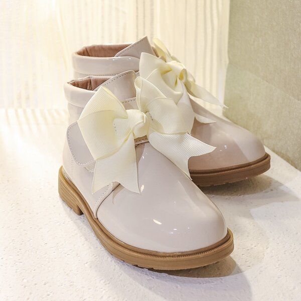 

Girls Bow Decor Boots, Baby pink