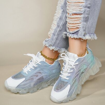 Lace-up Front Low Top Chunky Sneakers