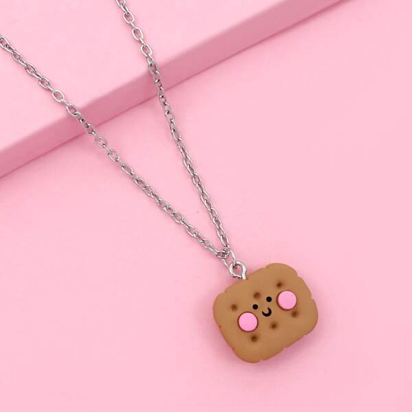 

Toddler Kids Cookie Charm Necklace, Brown