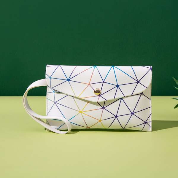 

Geometric Graphic Flap Clutch Bag, Multicolor