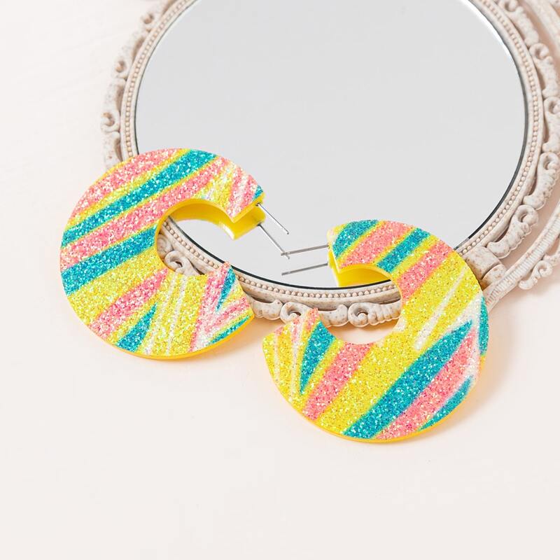 

Glitter Hoop Earrings, Multicolor