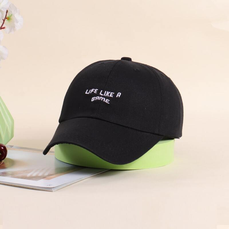 

Slogan Graphic Embroidery Baseball Cap, Black