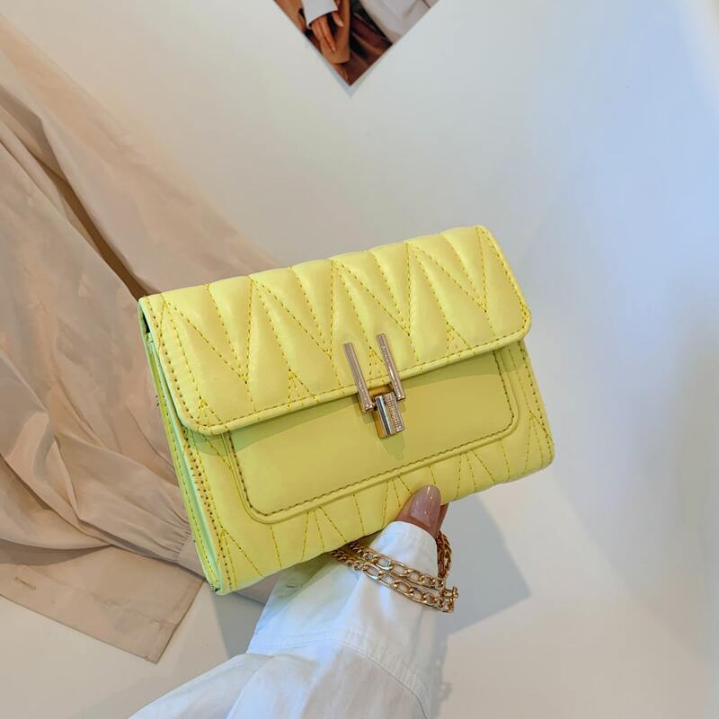 

Quilted Flap Shoulder Bag, Yellow