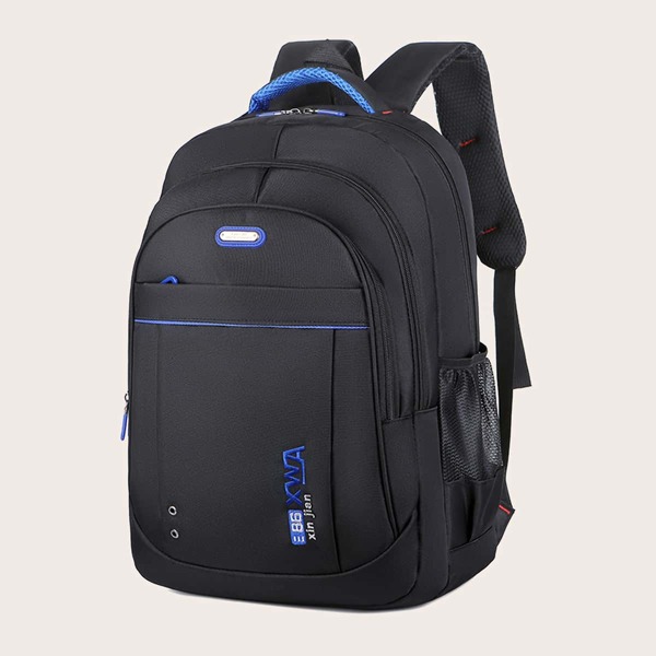 

Men Letter Graphic Large Capacity Backpack, Black