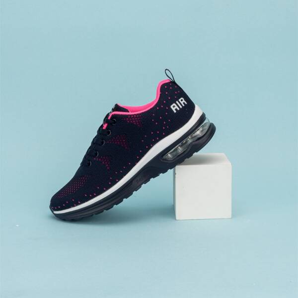 

Two Tone Lace-up Front Knit Sneakers, Blue