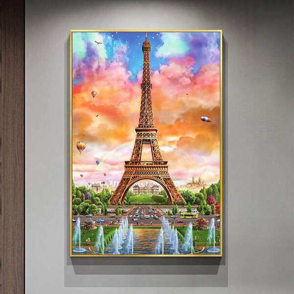 

Eiffel Tower Print DIY Diamond Unframed Painting, Multicolor