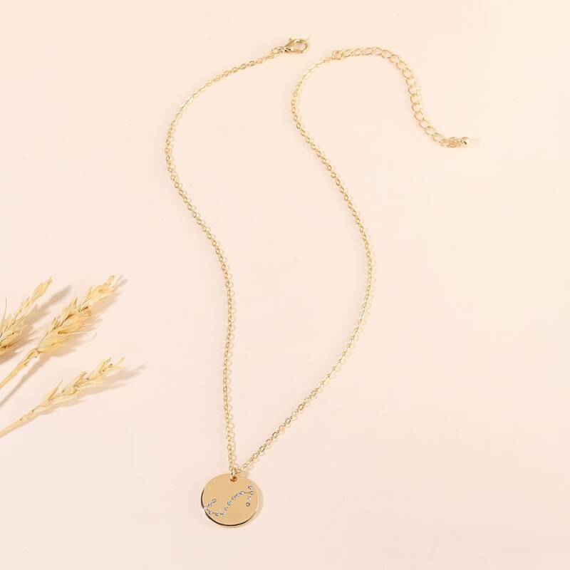 Rhinestone Decor Chain Necklace, Gold