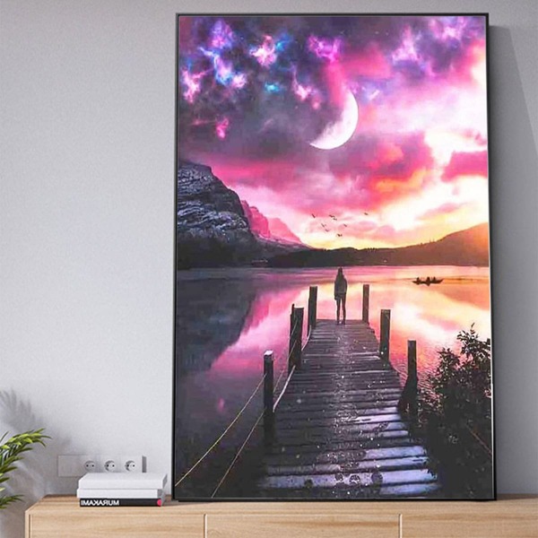 

Scenery Pattern DIY Diamond Unframed Painting, Multicolor