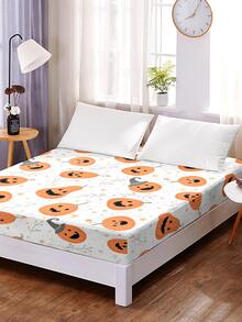 Halloween Pumpkin Print Fitted Sheet - Multicolor - View 5