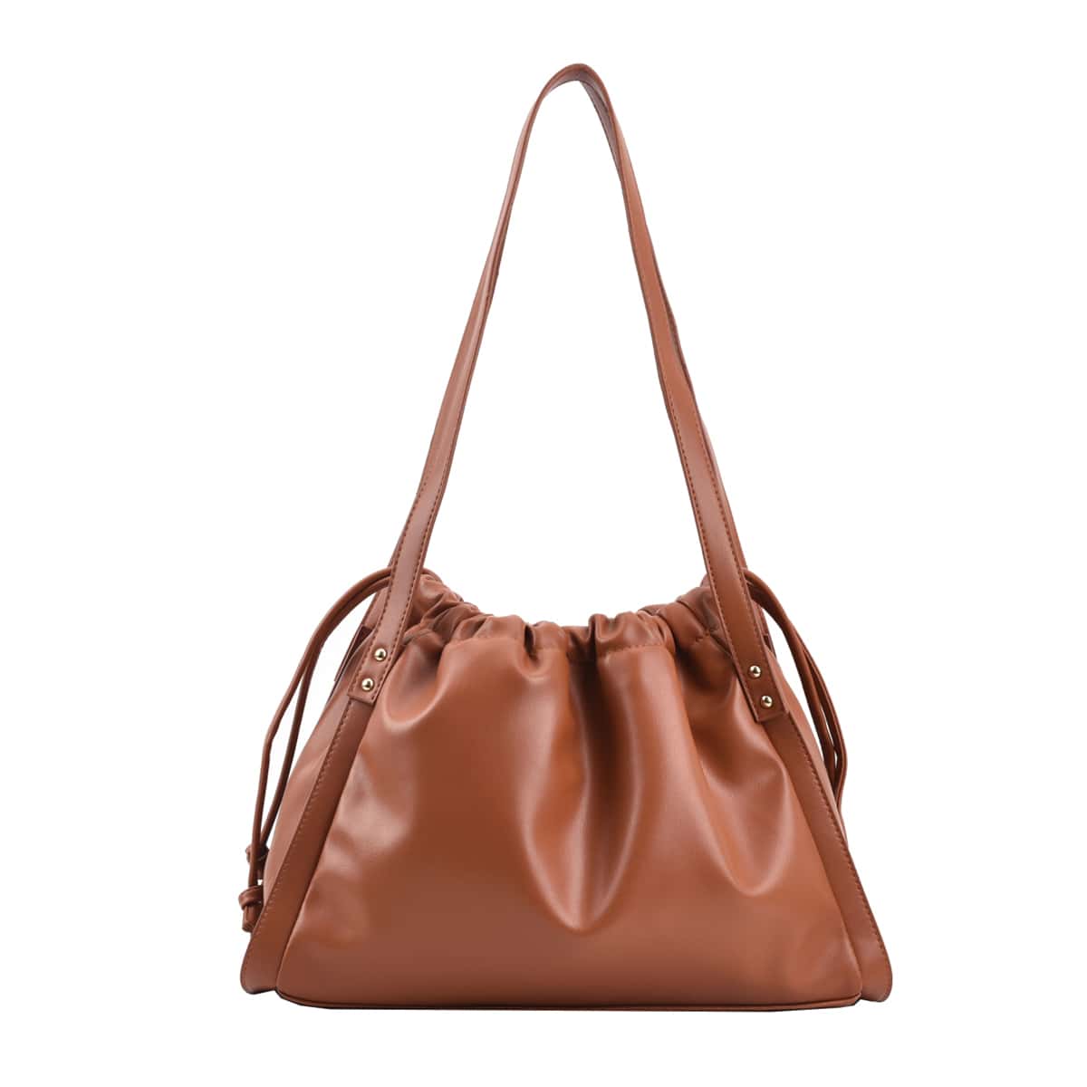 

Minimalist Ruched Tote Bag, Brown