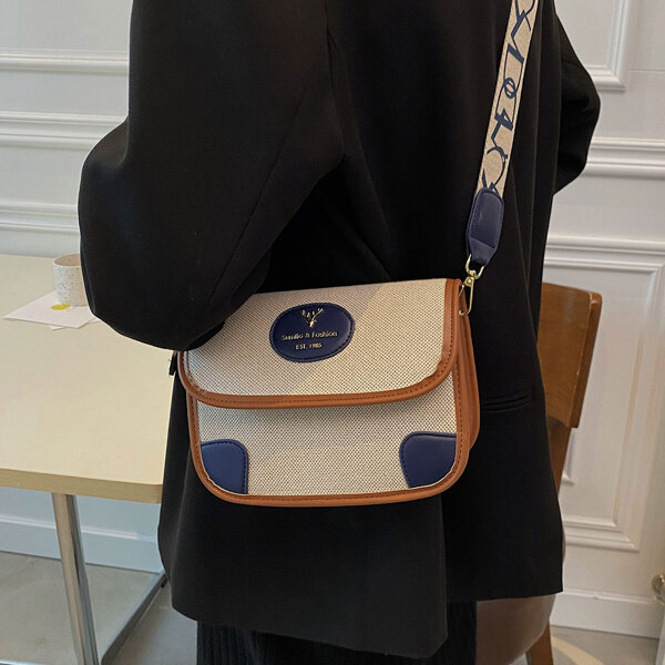 

Letter Patch Flap Saddle Bag, Multicolor