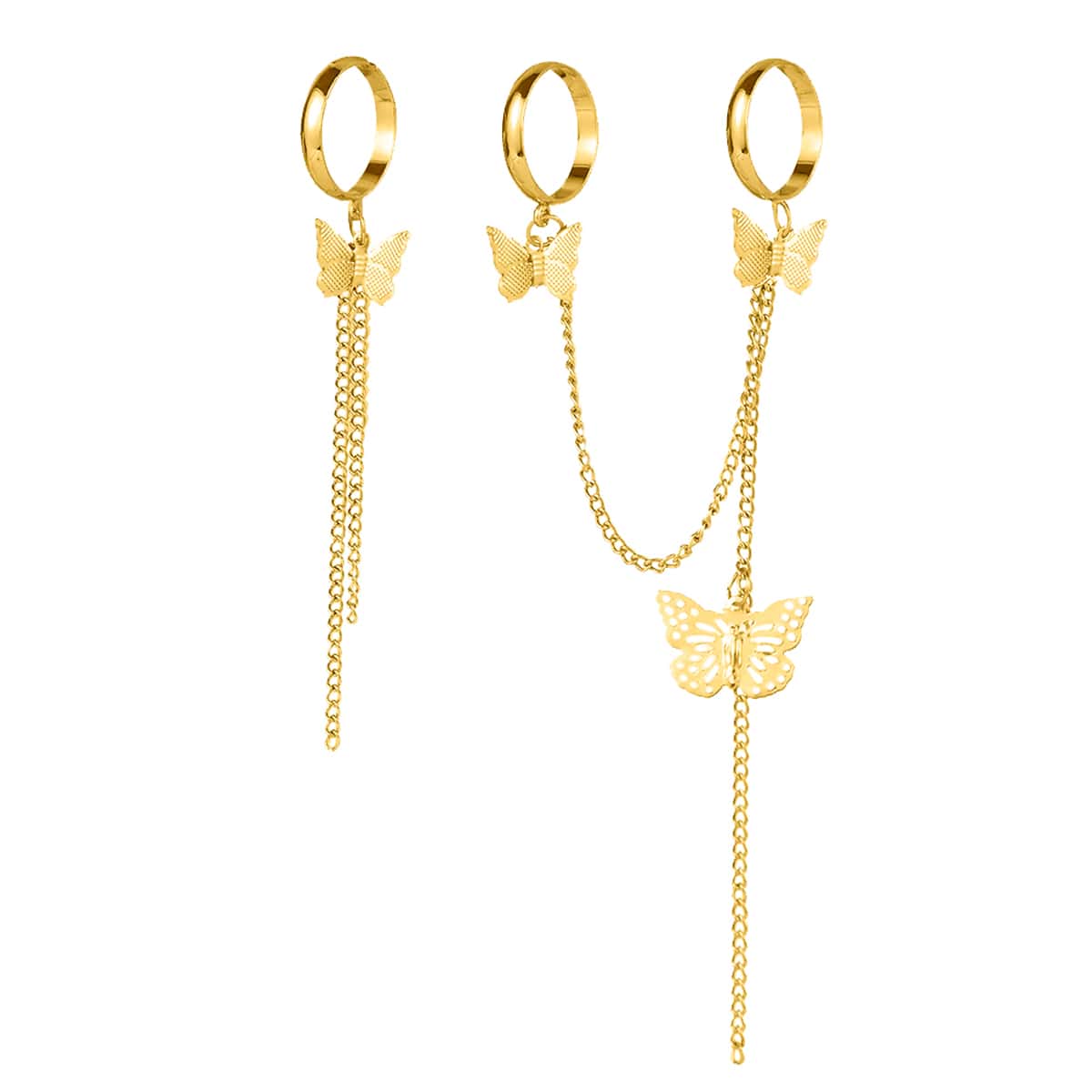 

2pcs Butterfly Decor Ring, Gold