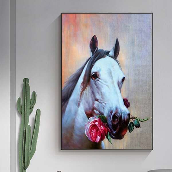 

Horse Print DIY Diamond Unframed Painting, Multicolor