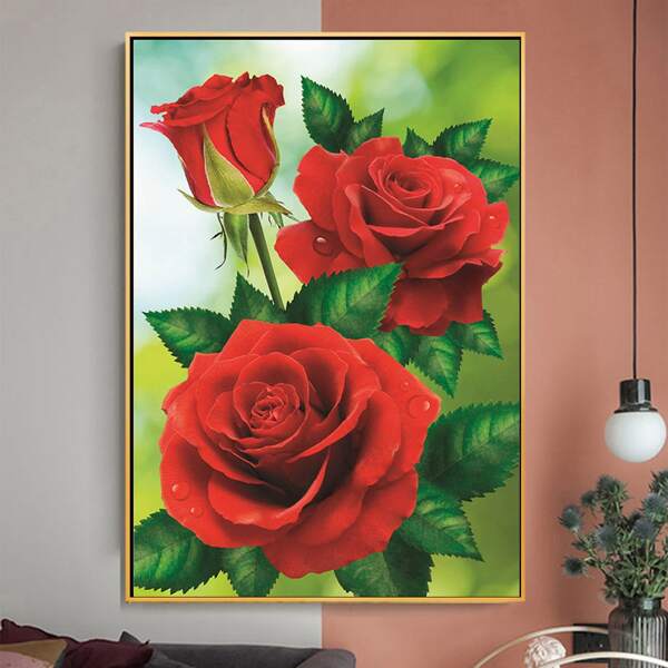 

Rose Print DIY Diamond Unframed Painting, Multicolor