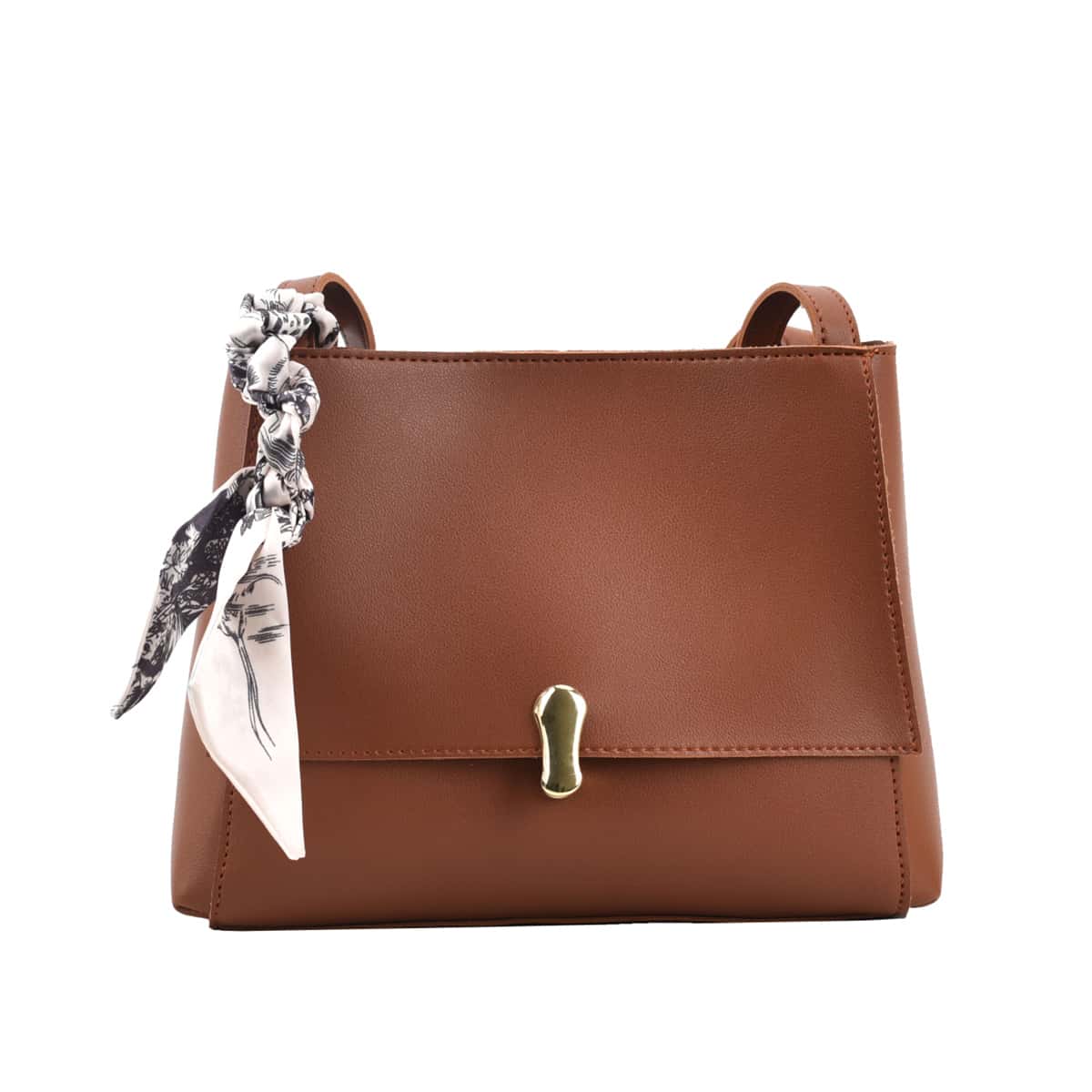 

Scarf Decor Shoulder Bag, Khaki