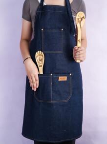 Delantal con estampado de letra - Azul Marino - Ver 1