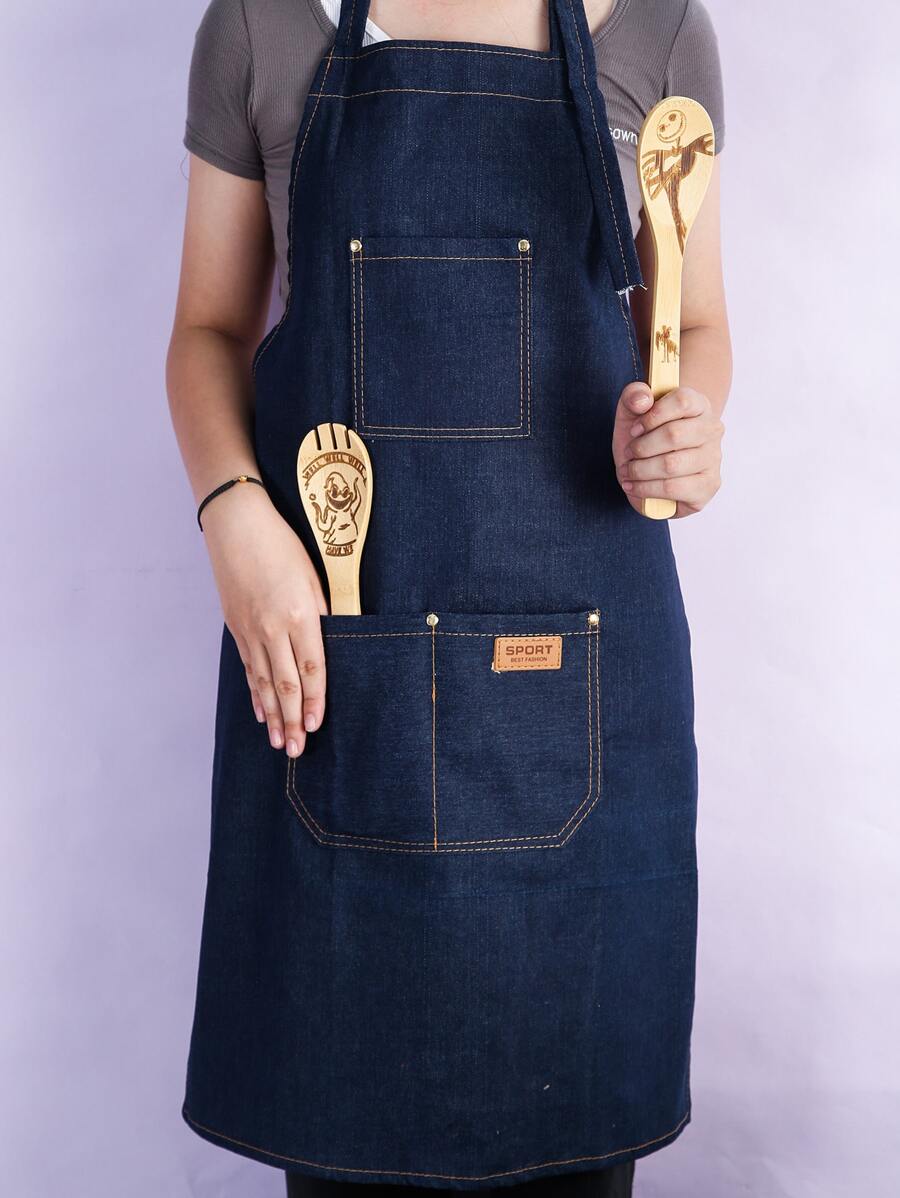 Delantal con estampado de letra - Azul Marino - Ver 1