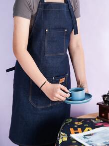 Delantal con estampado de letra - Azul Marino - Ver 2