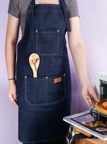Delantal con estampado de letra - Azul Marino - Ver 4