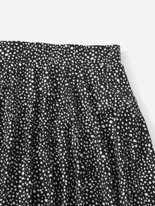 Bikini con estampado de lunares y falda incorporada, para el verano y las vacaciones a la playa - Blanco y Negro - Ver 3