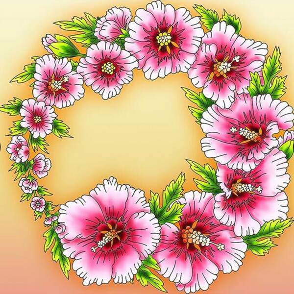 

Flower Print DIY Diamond Unframed Painting, Multicolor