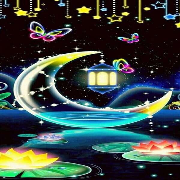 

Moon Print DIY Diamond Unframed Painting, Multicolor