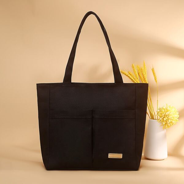 

Minimalist Multi-compartment Shopper Bag, Black