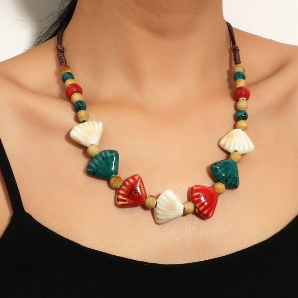 

Ceramic Bead Decor Necklace, Multicolor