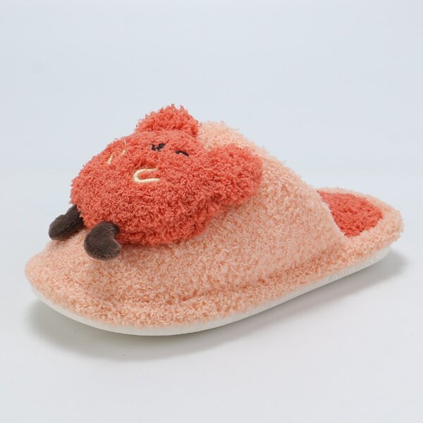 

Girls Cartoon Decor Fluffy Slippers, Pink