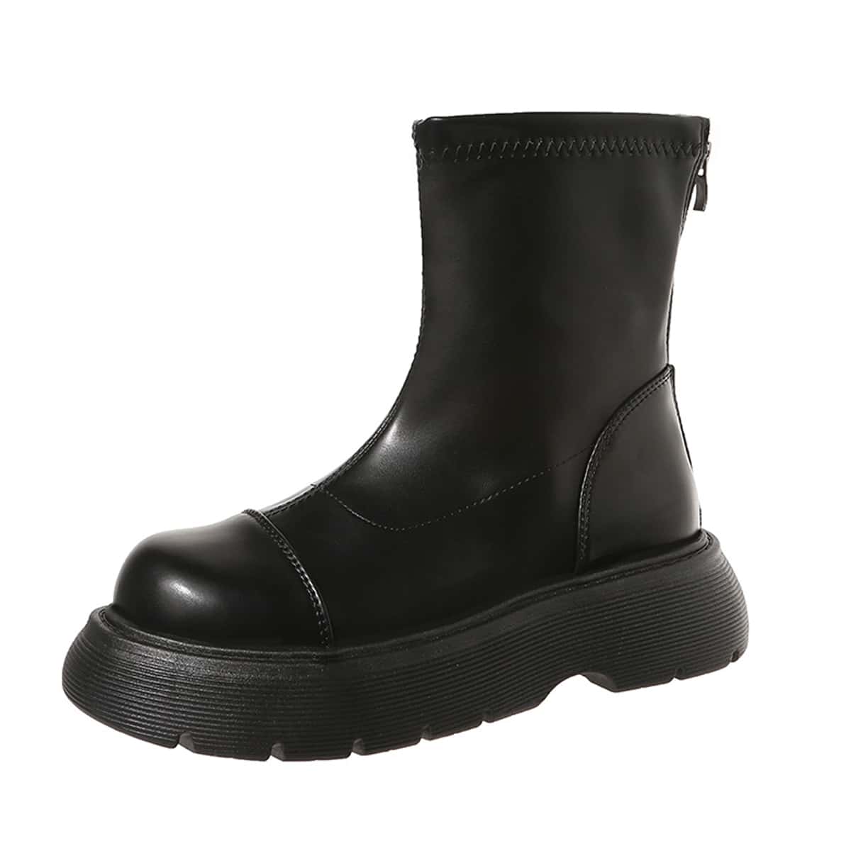 

Minimalist Zip Back Platform Boots, Black