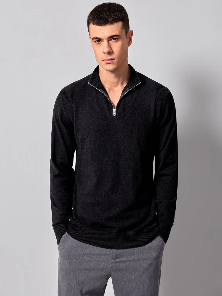 Manfinity Men Solid Half Zip Sweater | SHEIN USA