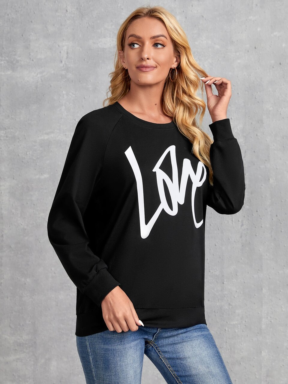 Letter Graphic Raglan Sleeve Sweatshirt