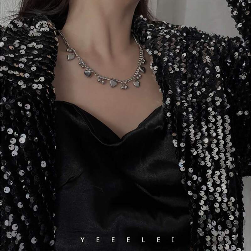 

Heart Decor Chain Necklace, Silver